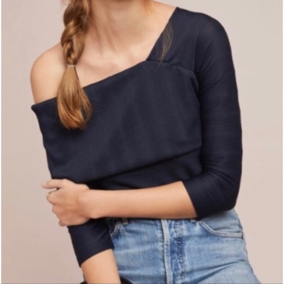 Anthropologie Tops - Anthropologie Blue Tassel Off Shoulder Top